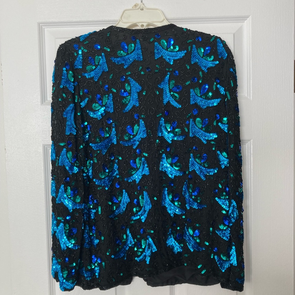Lawrence Kazan Beaded 100% Silk Jacket - Picture 2 of 6